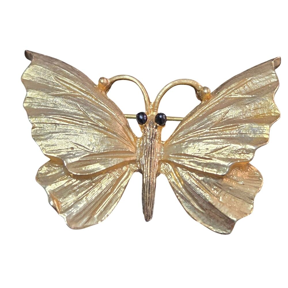Vintage Goldtone Butterfly Brooch New View